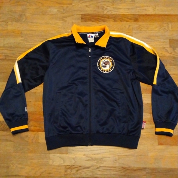 St. Louis Blues Jacket NHL Hockey Blue Yellow Full Zip Coat Men's Large - Picture 1 of 9